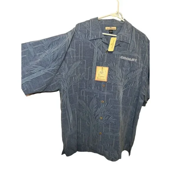 Tommy Bahama Islander Fronds 100% Silk Camp Size XL Blue Floral Tropical NWT - Picture 7 of 7